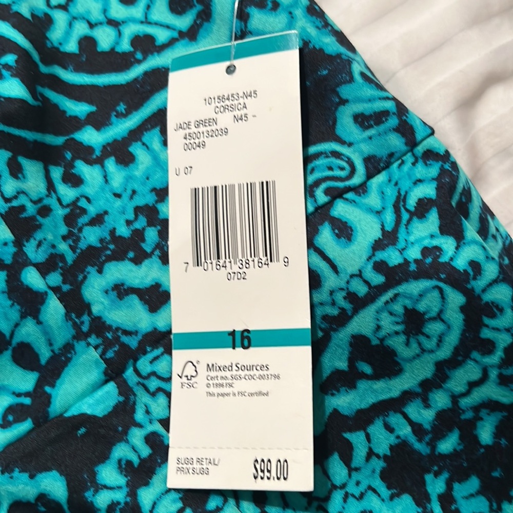 Jones New York Teal and Black Paisley Midi Dress - Picture 6 of 7